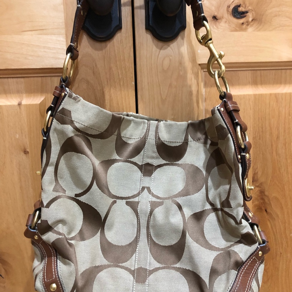Coach CARLY SIGNATURE SATEEN KHAKI/BROWN